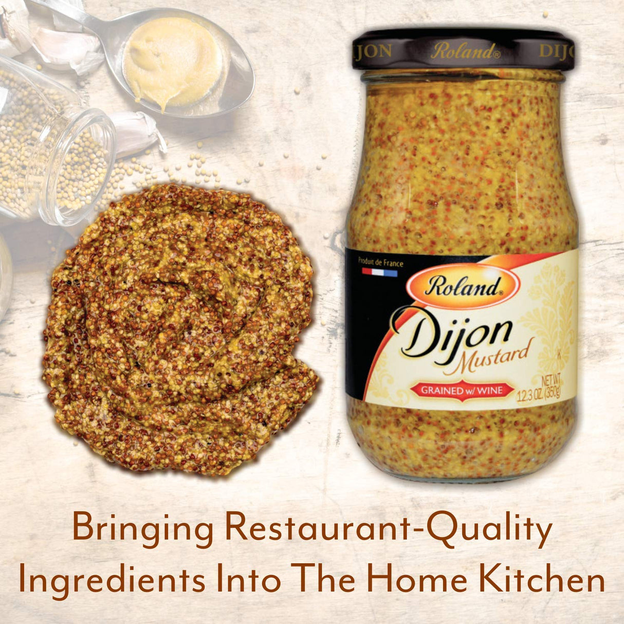 Mostaza Dijon Grained Roland Foods, 12.3 Oz, sabor intenso y fino