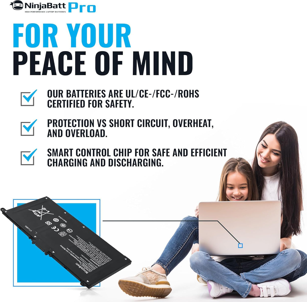 Batería duradera para HP Pavilion serie 15 HT03XL NinjaBatt