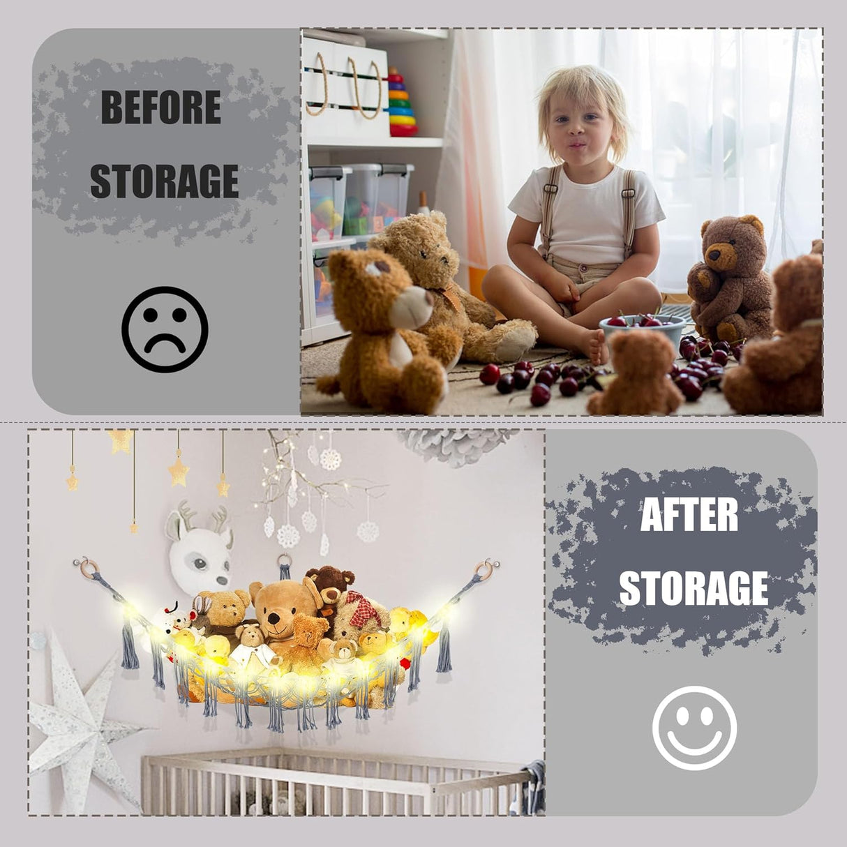 Hamaca para Peluches con Luz LED, Decoración Infantil, Modelo Corner