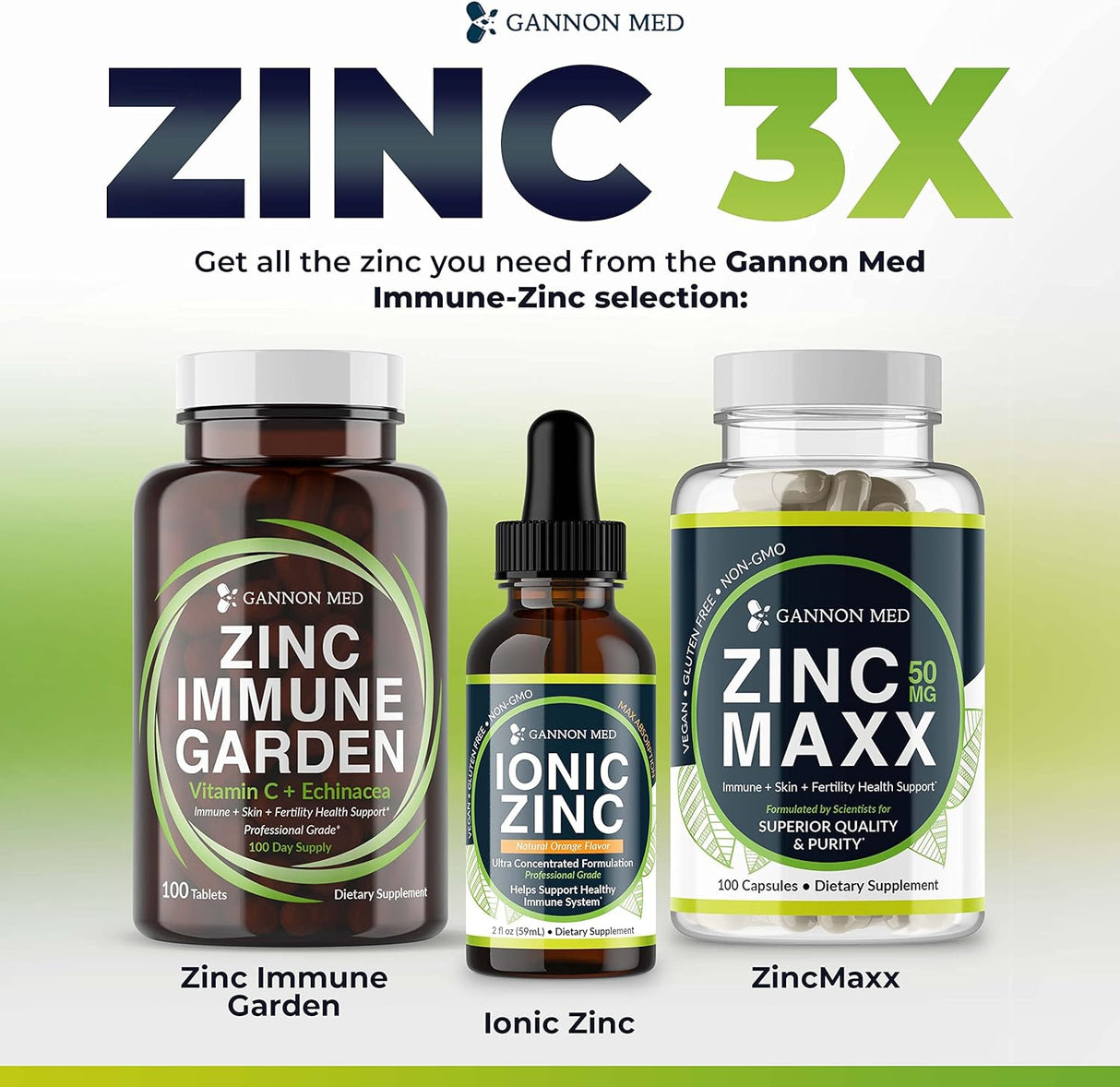 Suplementos de zinc - Inmunidad + piel + minerales de salud