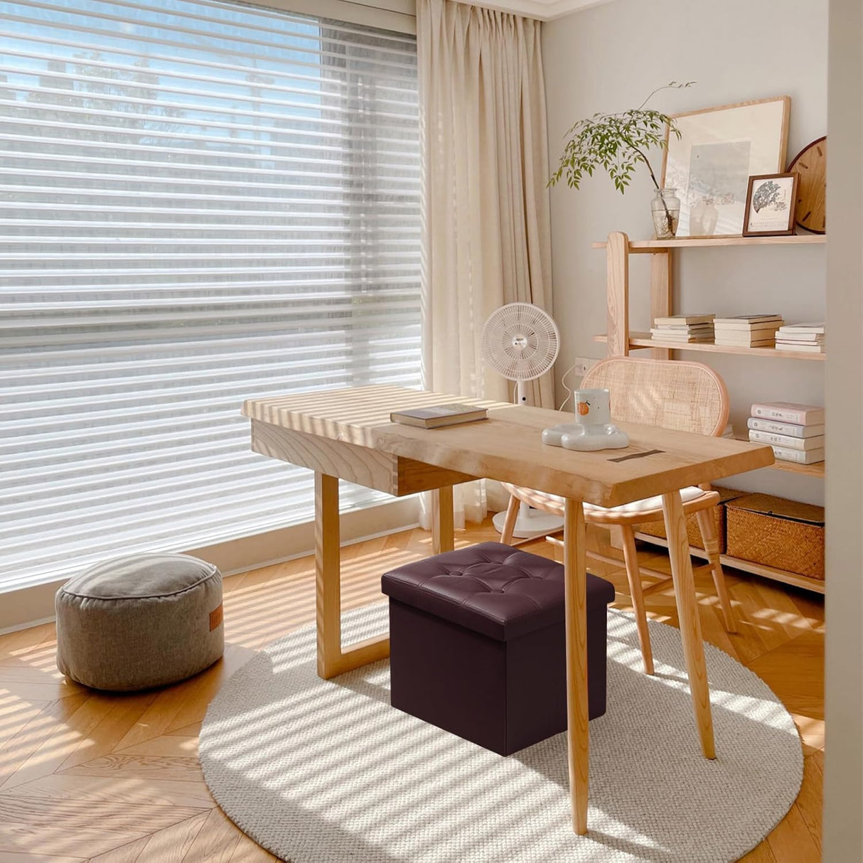 Otoman de almacenamiento plegable, reposapiés, 17 pulgadas