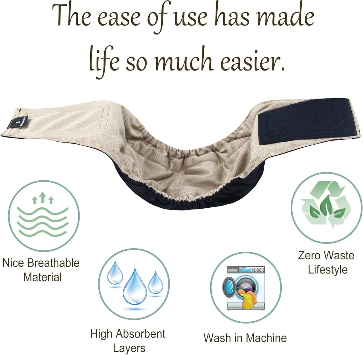 Grecle Pañales prémium para perros machos, pañales(negro, S)