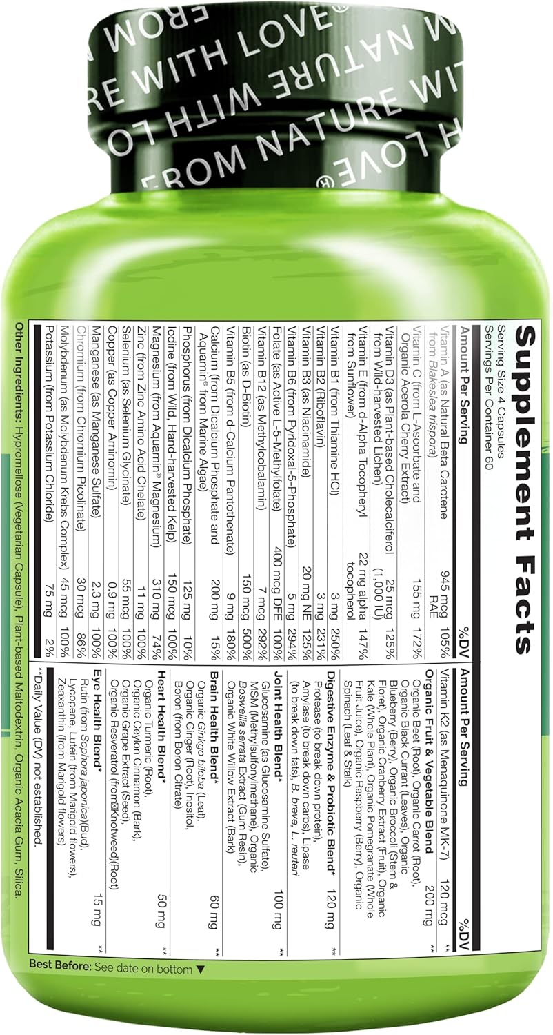 Suplemento Multivitamínico sin hierro con vitaminas vegana