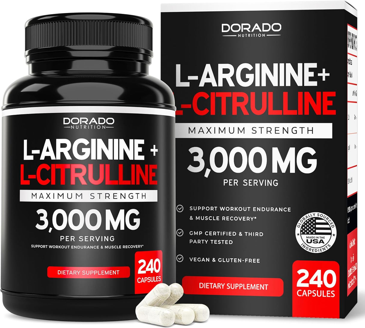 Suplemento L-Arginina L-Citrulina 3000mg - Sin Gluten, Vegan