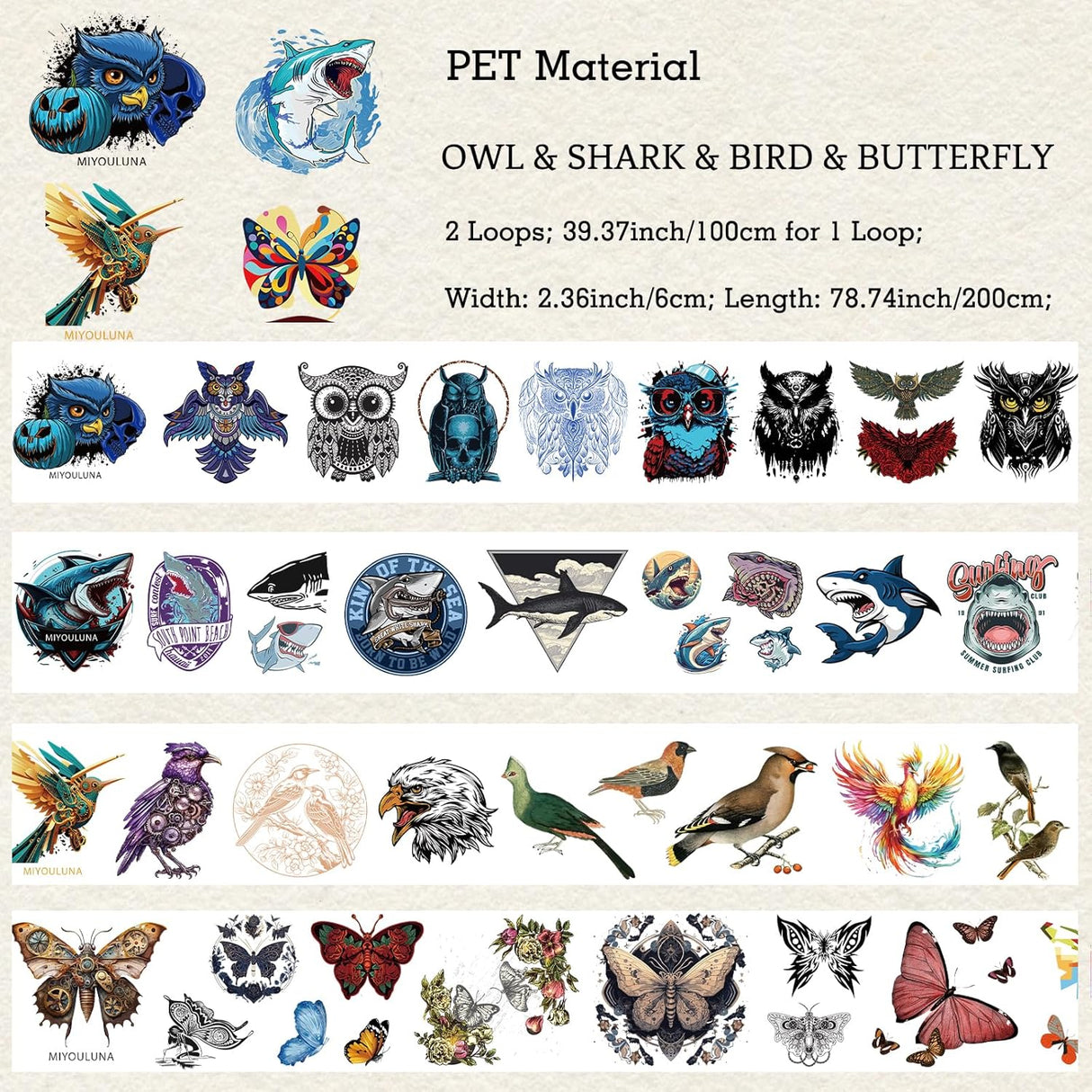 Cintas Holográficas PET Precortadas Animales Scrapbooking