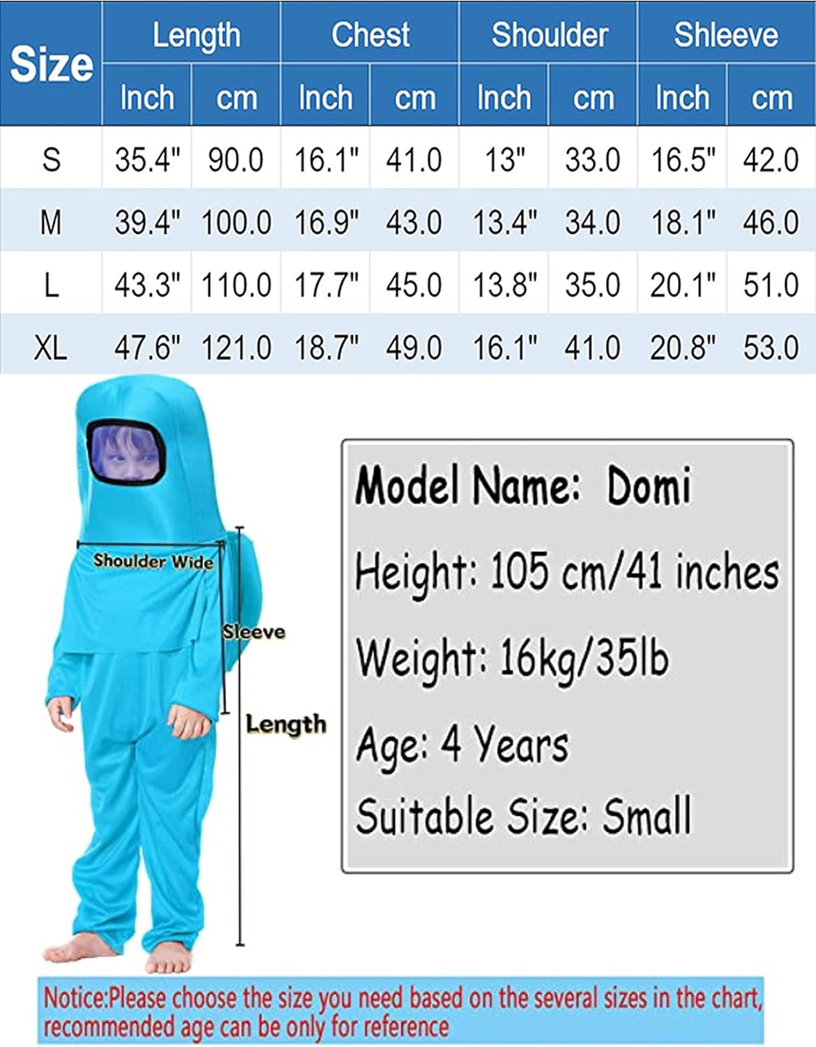 Disfraces de astronauta para niños talla S azul