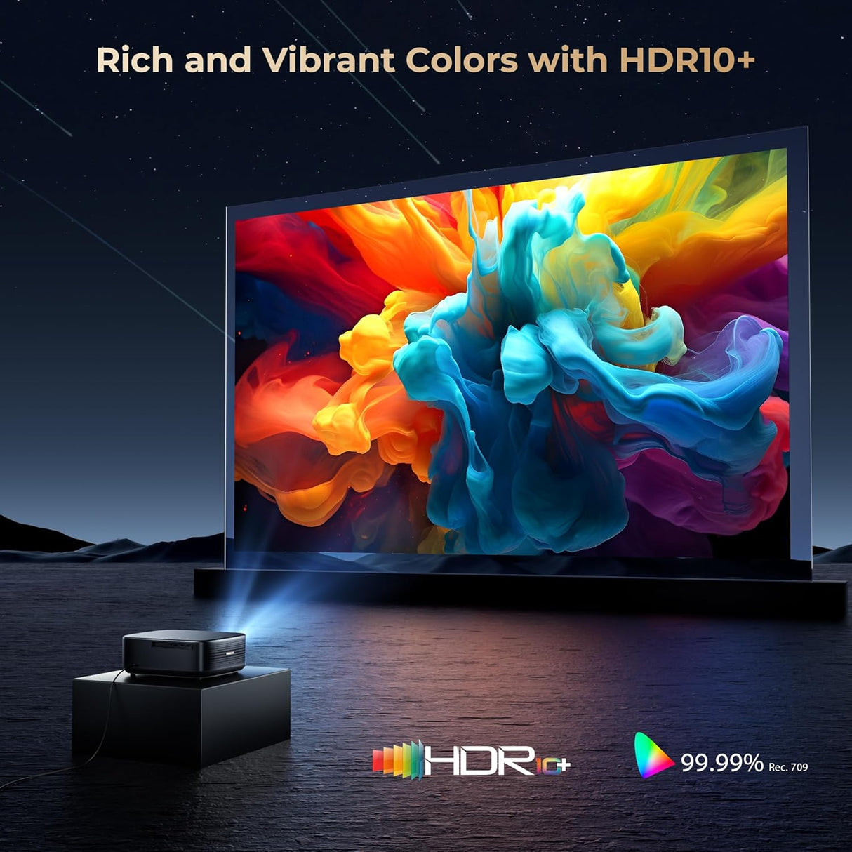 Proyector Alvar 4K con WiFi, Bluetooth, 1080P, HDR10+, 30W