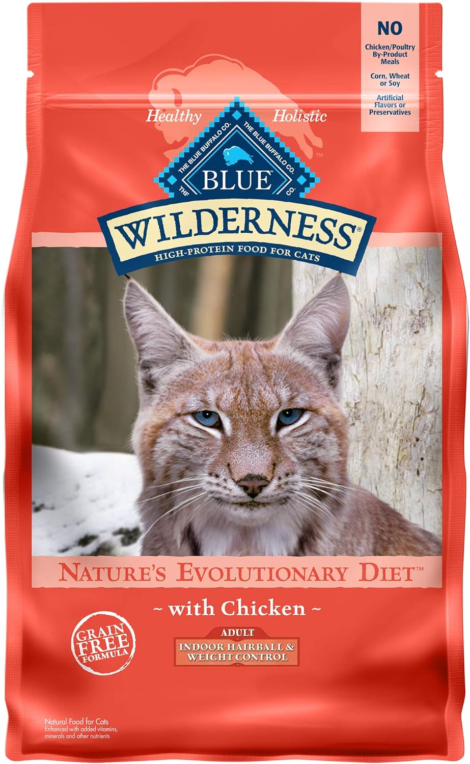 Blue Buffalo Wilderness - Alimento seco para gatos con alto contenido de proteínas, natural para adultos, con control de peso, pollo, 5 libras