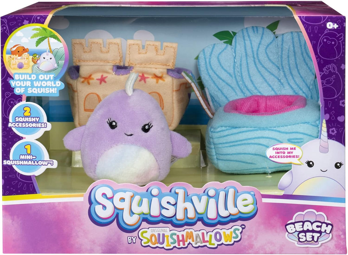 Set de Accesorios de Playa Mini Squishmallows - Castillo de Arena y Silla