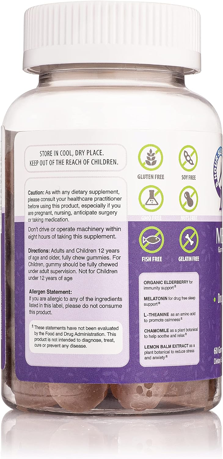 Gomitas para apoyo al sueño 4 mg, saúco, teanina, manzanilla