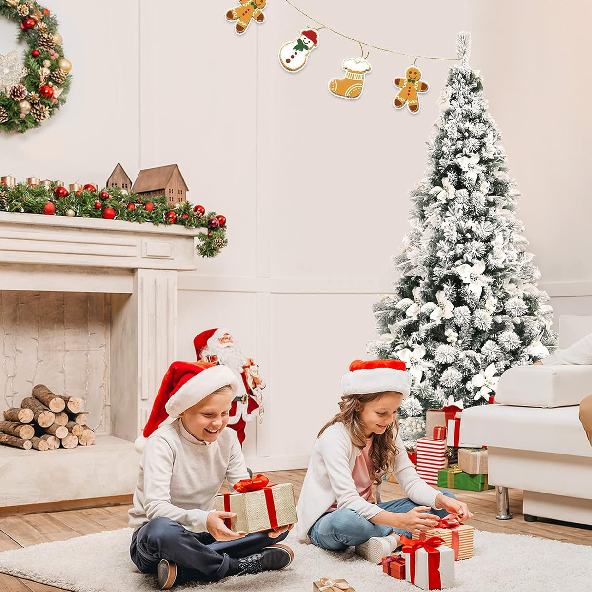 Árbol de Navidad Artificial Goplus 6FT con Decoración y Soporte