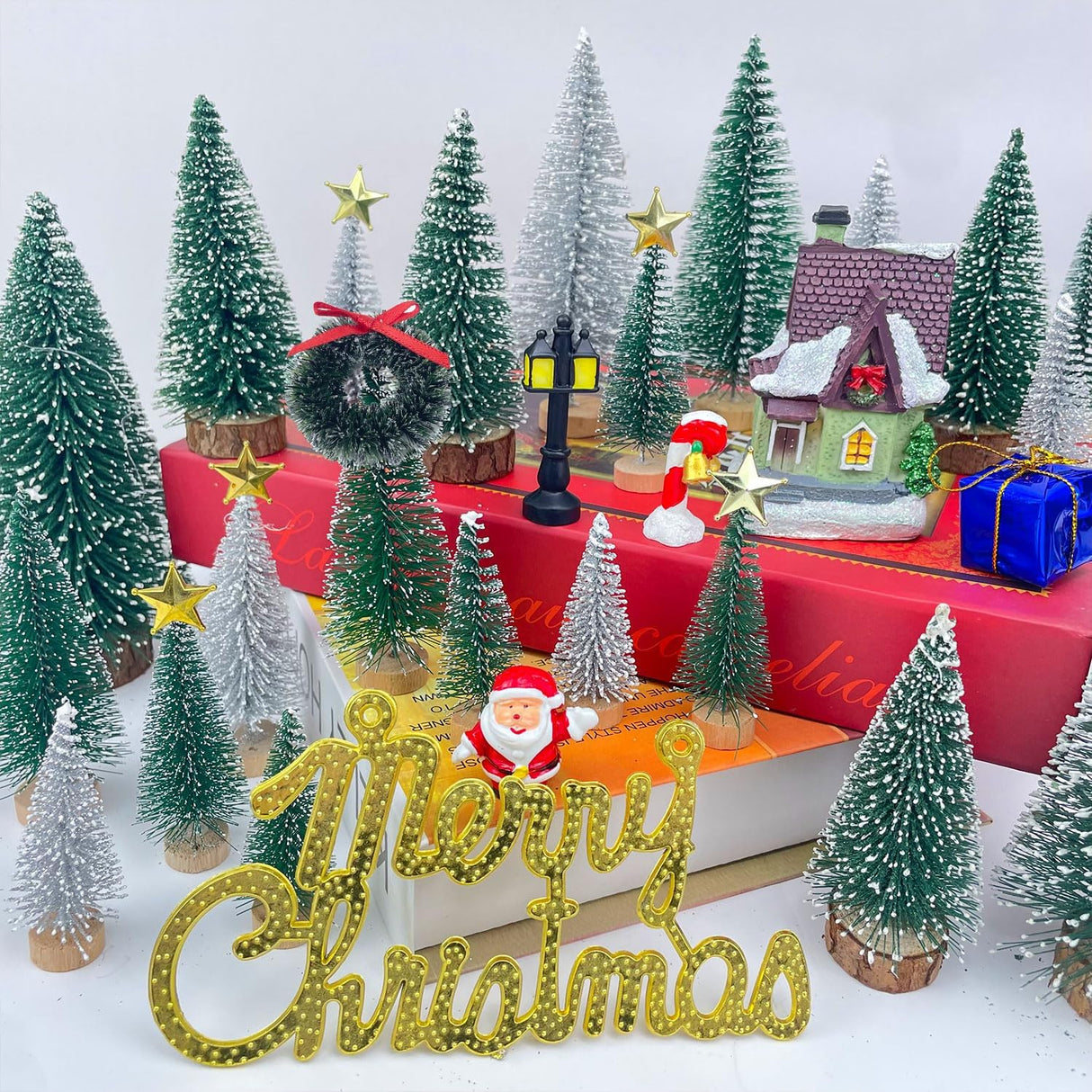 42PCS Árboles de Navidad Miniatura - Decoración Mesa DIY