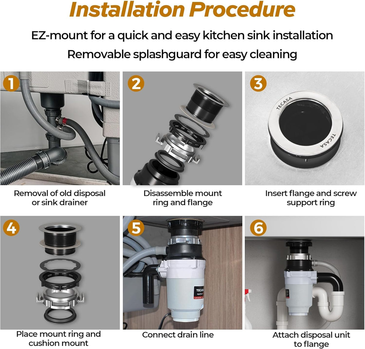 Triturador de Basura 1/2 HP, TECASA, Acero Inoxidable, HyperCrush 50