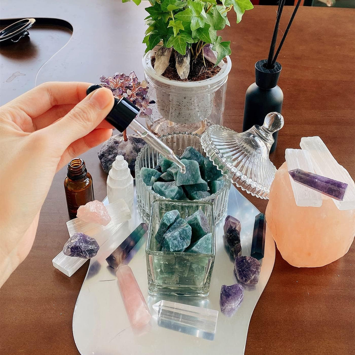 QINJIEJIE Piedras preciosas de Amazonita de cristal curativo