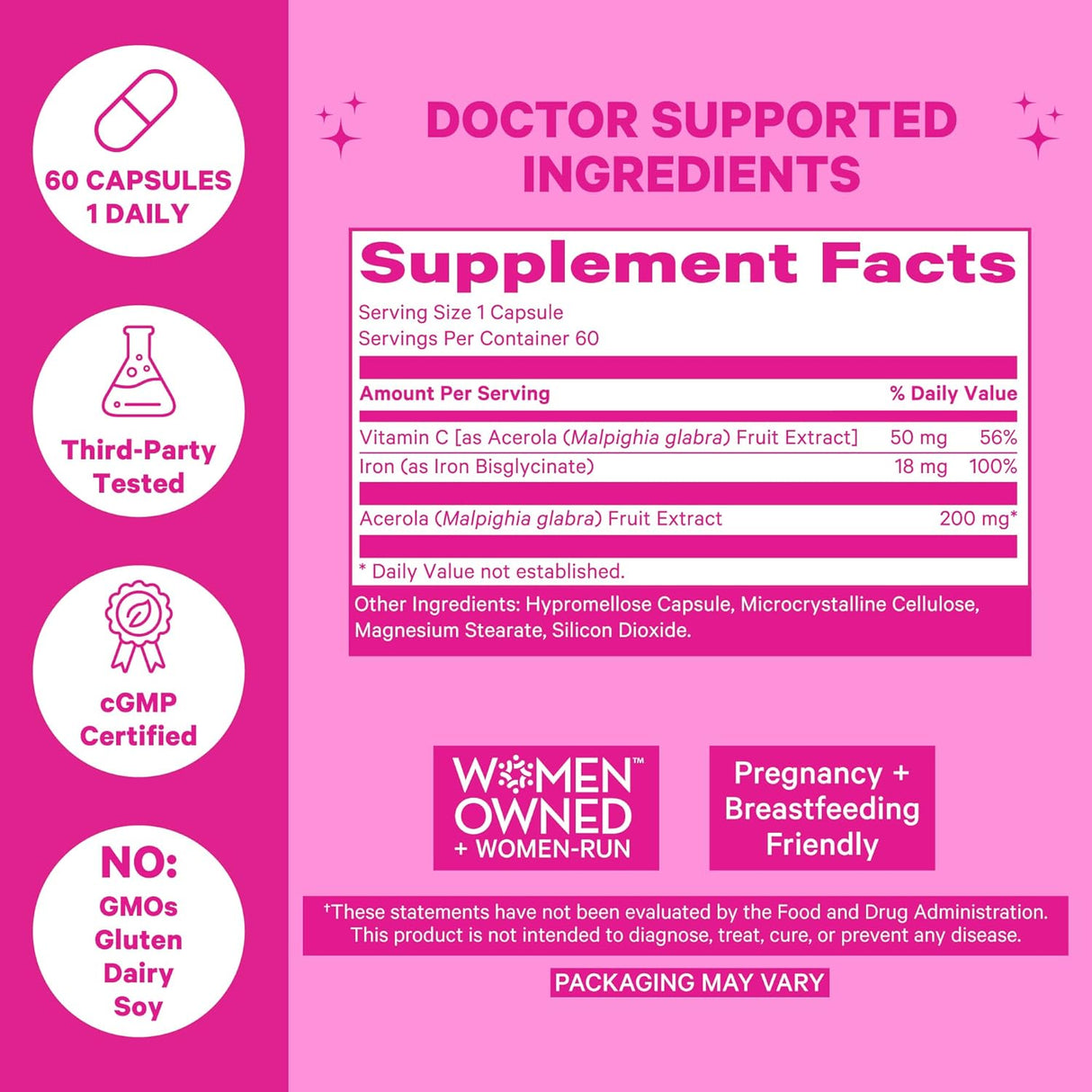 Suplemento Pink Stork Hierro con bisglicinato y vitamina C