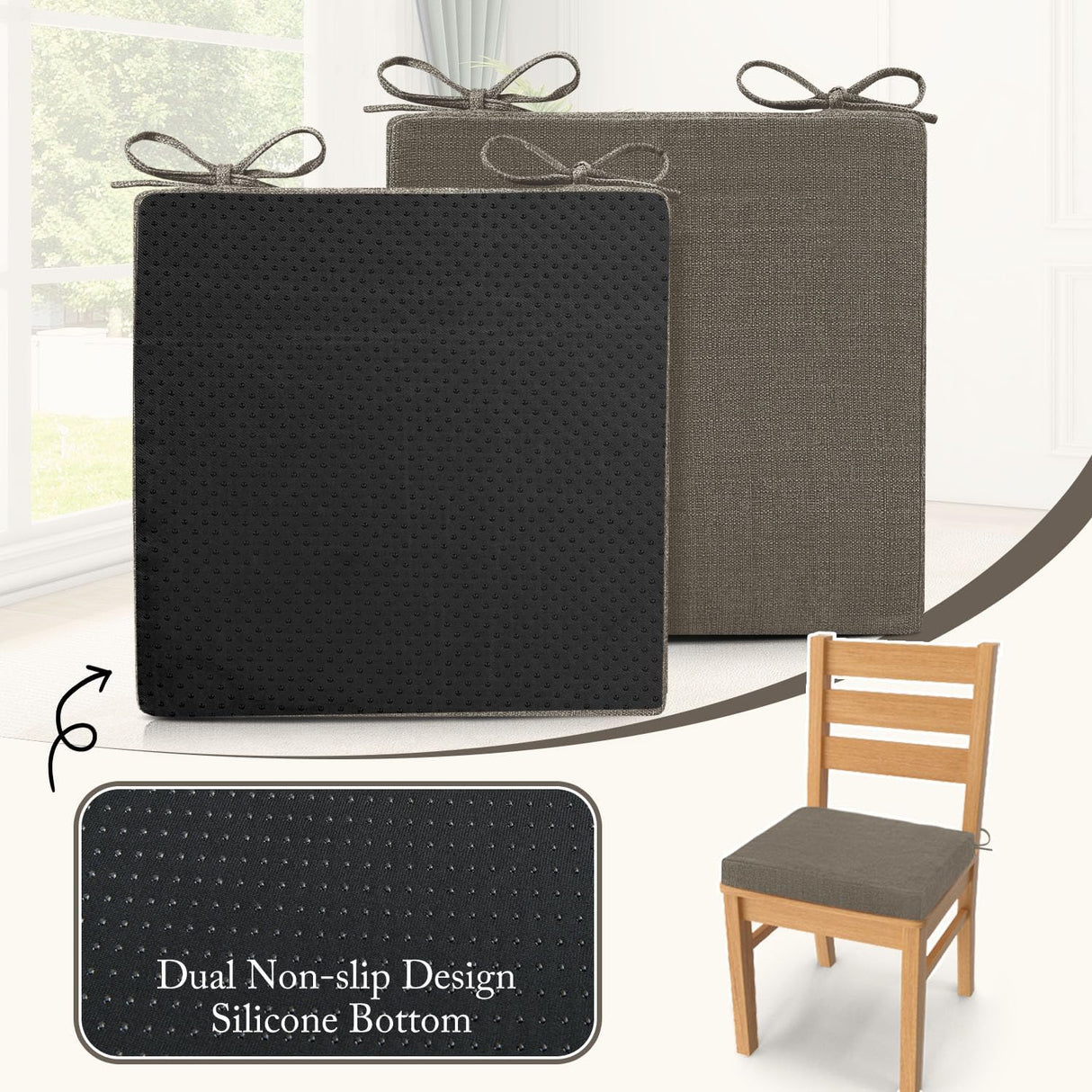 Cojines para Sillas de Comedor Cozyide, 4 Pack, Antideslizantes