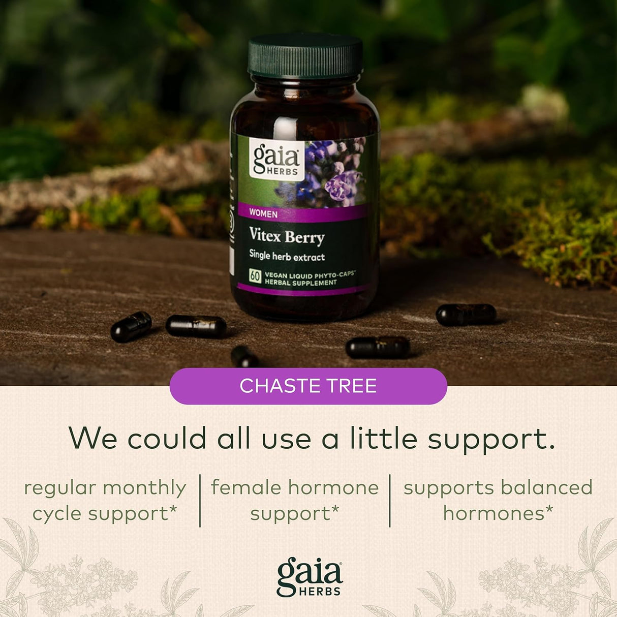 Cápsulas Vitex Berry de Gaia Herbs