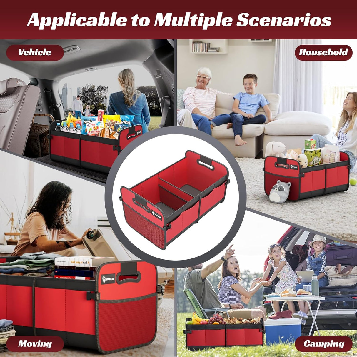 Organizador de Maletero Plegable - 11 Bolsillos y Asas Reforzadas