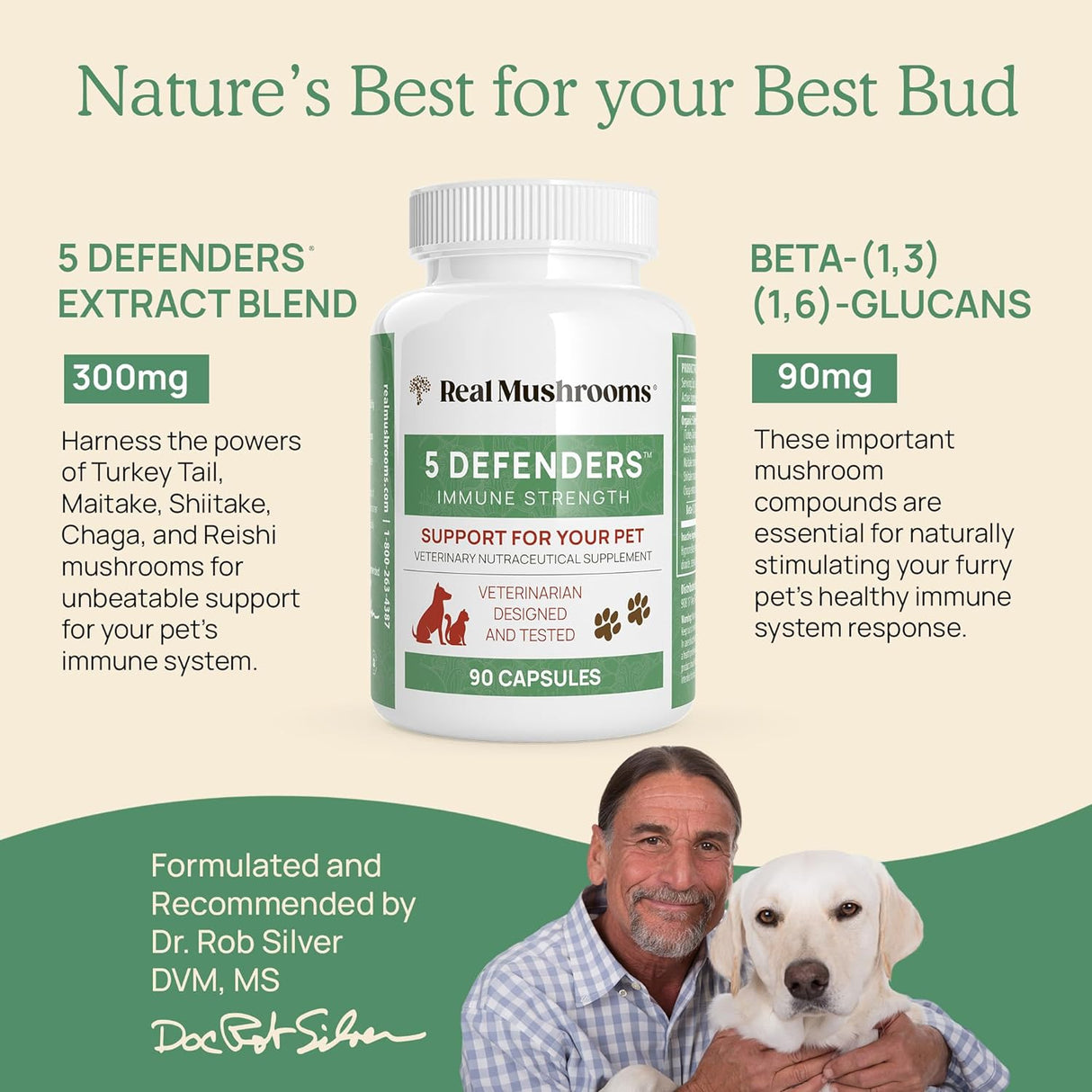 Suplementos de hongos para mascotas 90 cápsulas