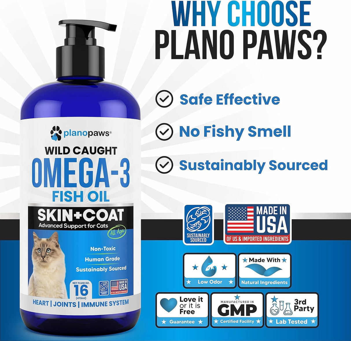 Aceite de pescado Omega 3 para gatos, mejor que el aceite de salmón para gatos, vitaminas y suplementos para gatitos, suministros de salud para gatos, tratamiento de la caspa de gatos, aceite de