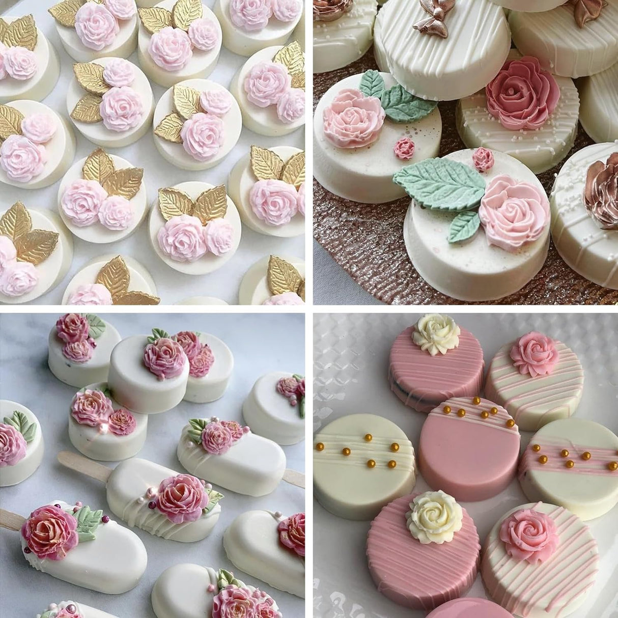 Molde de silicona de flores y hojas para fondant y caramelos