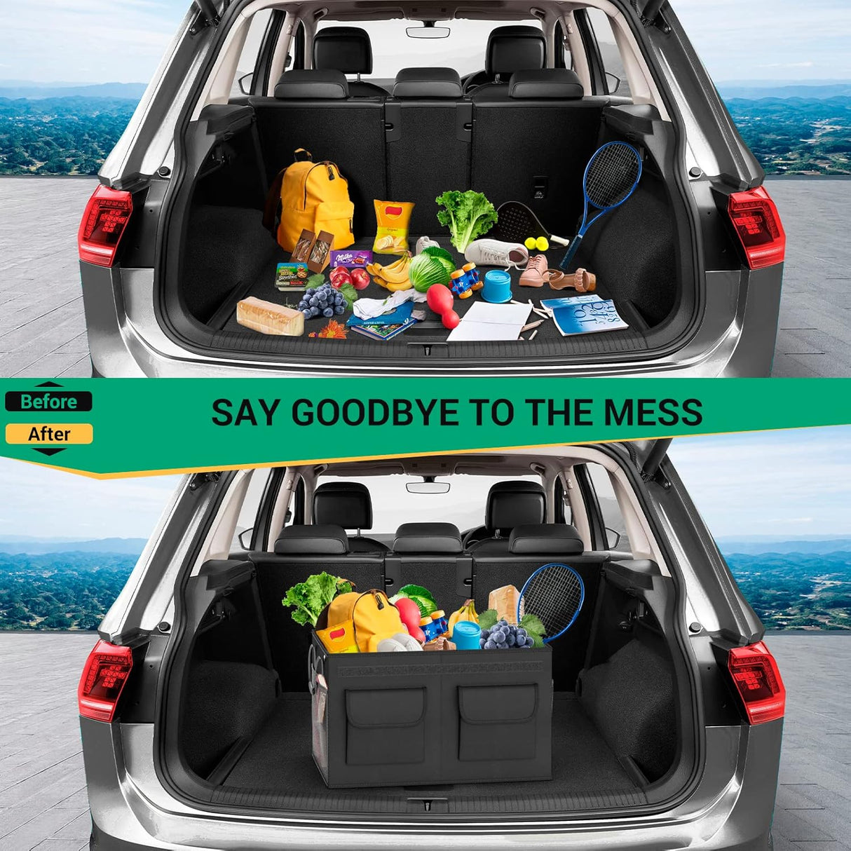 Organizador de Maletero de Coche, Plegable, con Tapa, Grande