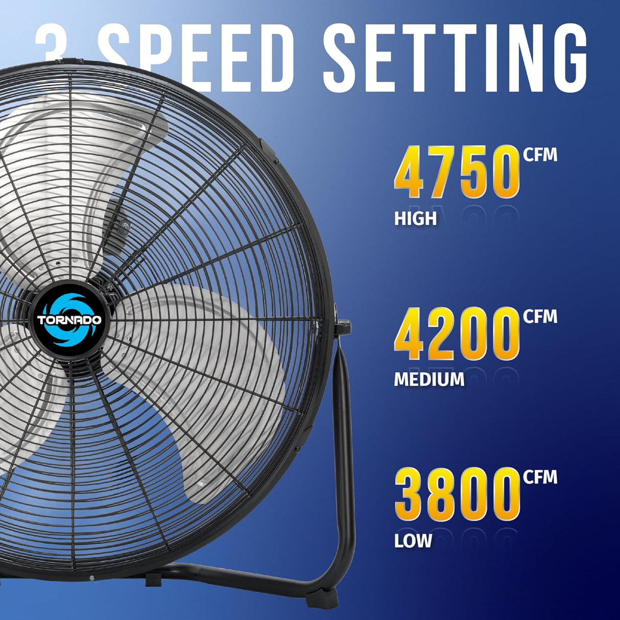 Ventilador de Piso Tornado 20, 3 Velocidades, 120° Inclinable