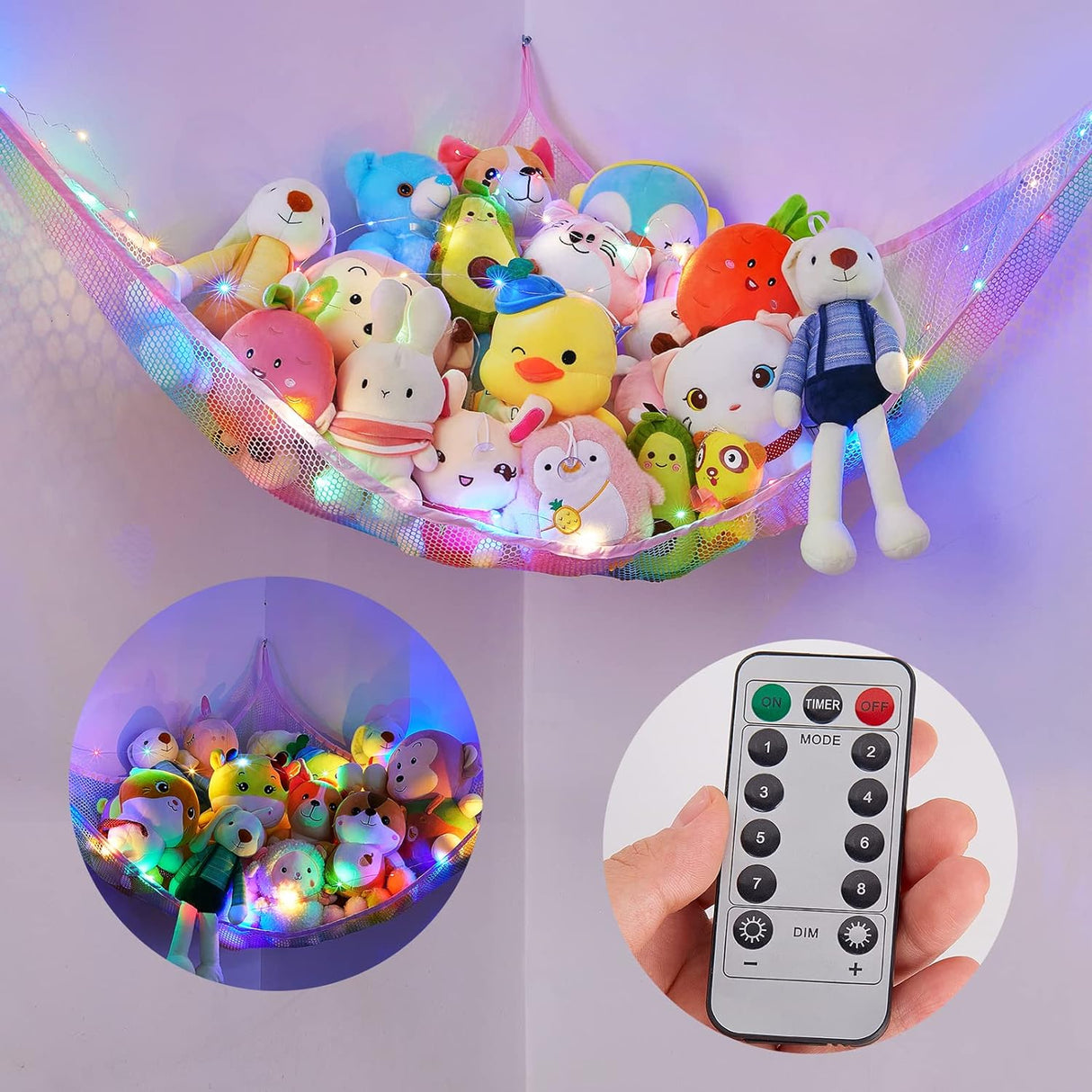 Hamaca para Peluches Basumee con Luz LED, Control Remoto