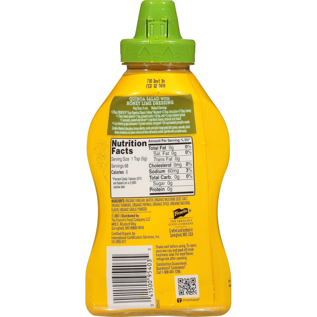 French's True Organics Classic - Mostaza amarilla, 12 onzas