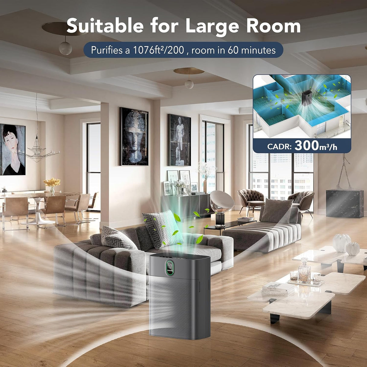 Purificador de Aire para Hogar Sensor y Pantalla PM 2.5