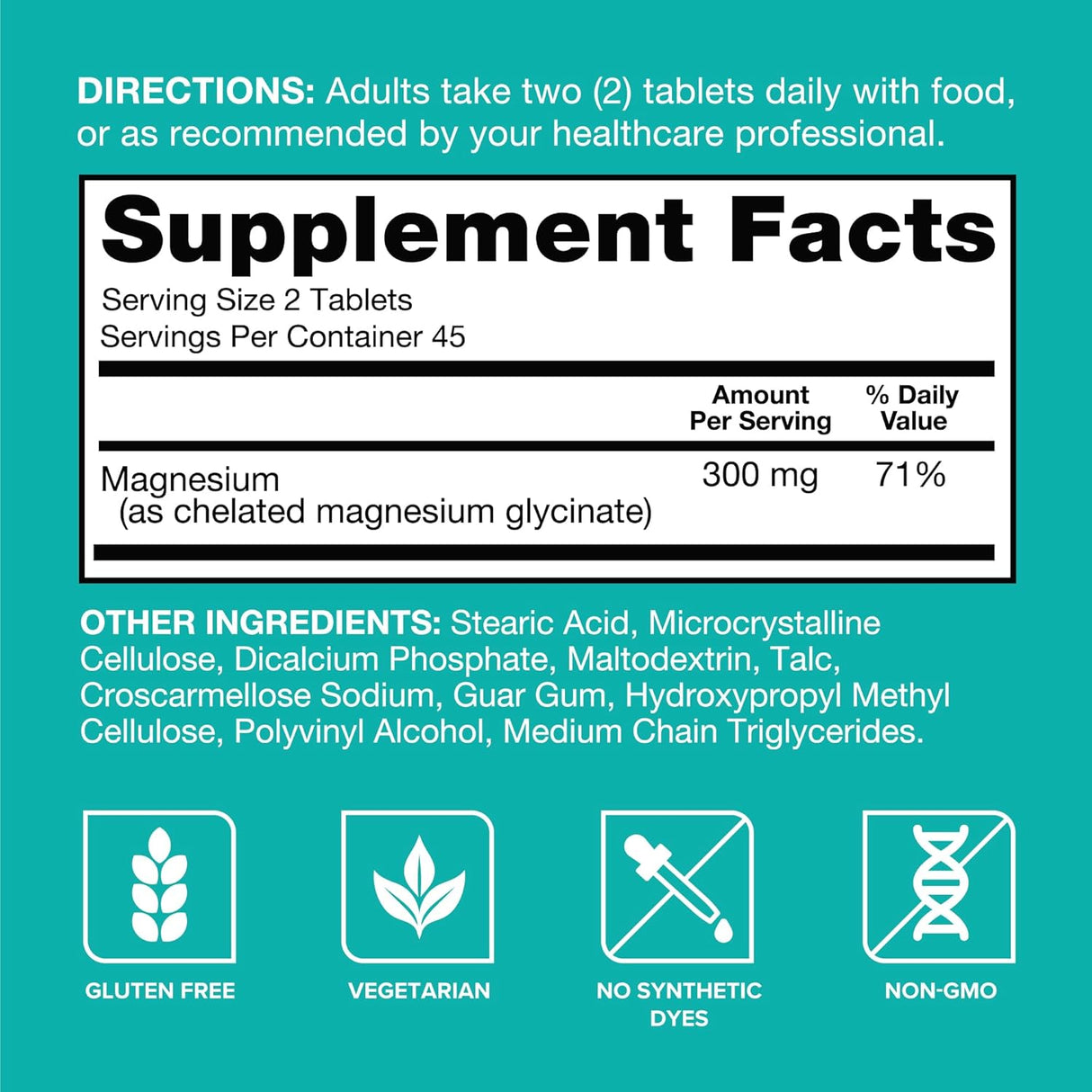 Suplemento de Magnesio Qunol 300mg, 90 Tabletas Cheladas