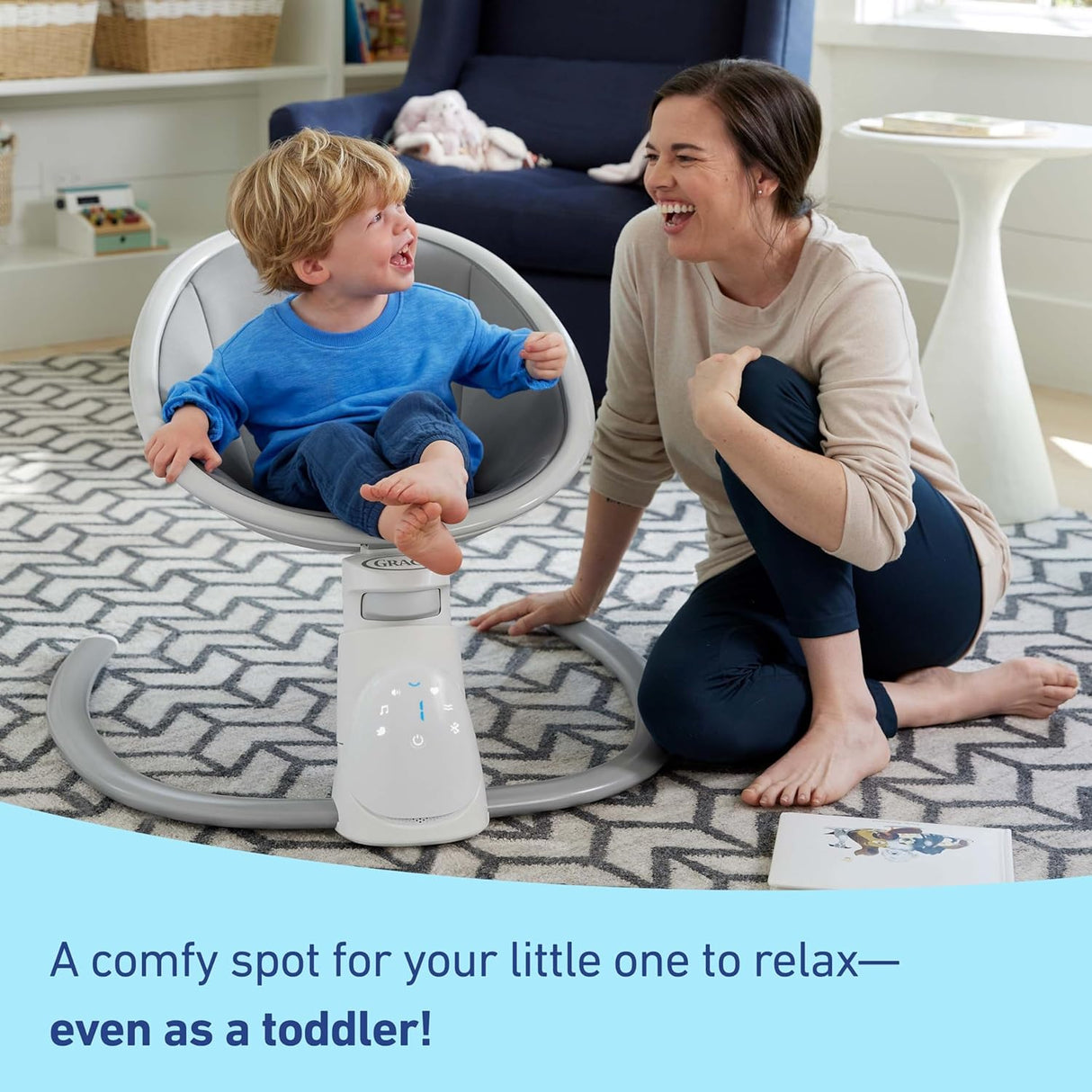 Graco Soothe 'n Sway - Columpio Bluetooth 3 en 1 para bebé, crece con tu hijo, múltiples ajustes relajantes y conectividad Bluetooth