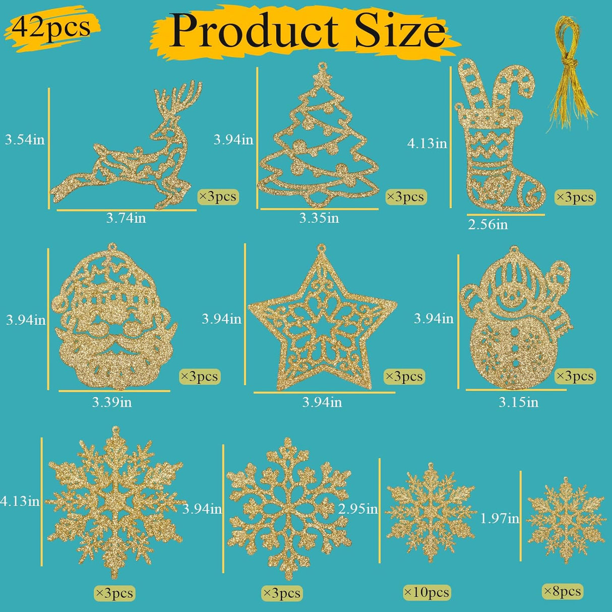 Juego de 42 Adornos de Árbol de Navidad - Decoración Festiva