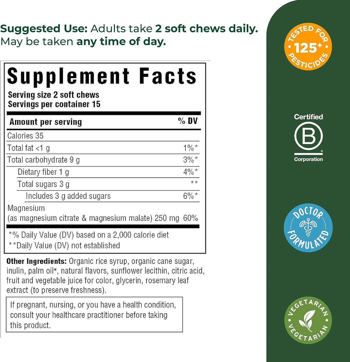 Suplemento MegaFood Relax + Calm - Masticables de magnesio