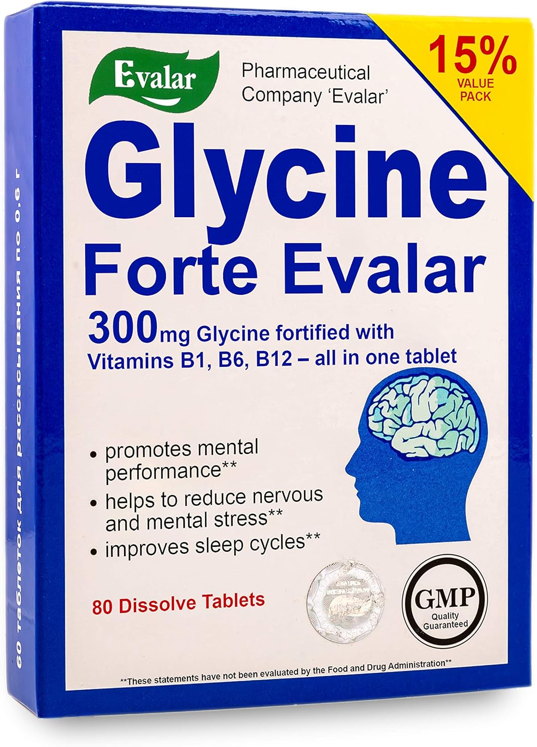 Suplemento Glycine Forte Evalar 60 unidades
