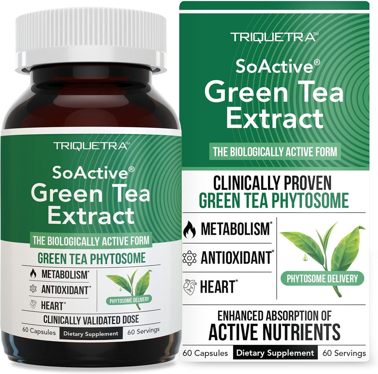 SoActive Extracto de Té Verde - Mejor Absorción y Efectividad - 60 Cápsulas