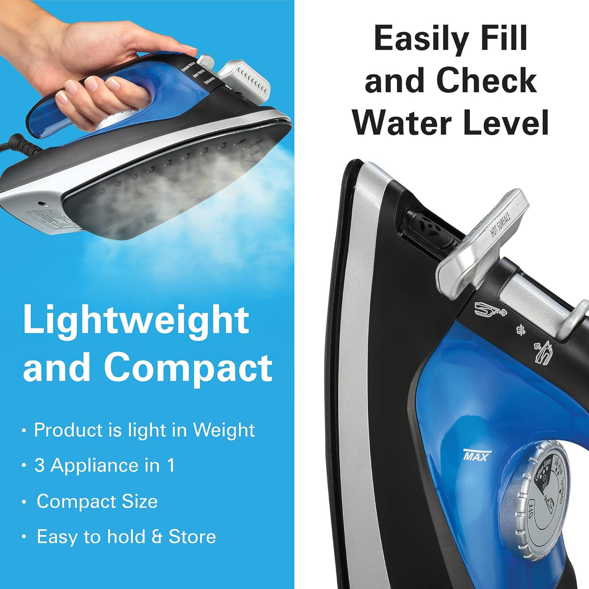 Plancha Vaporizador 2 en 1 para plancha y ropa con boquilla