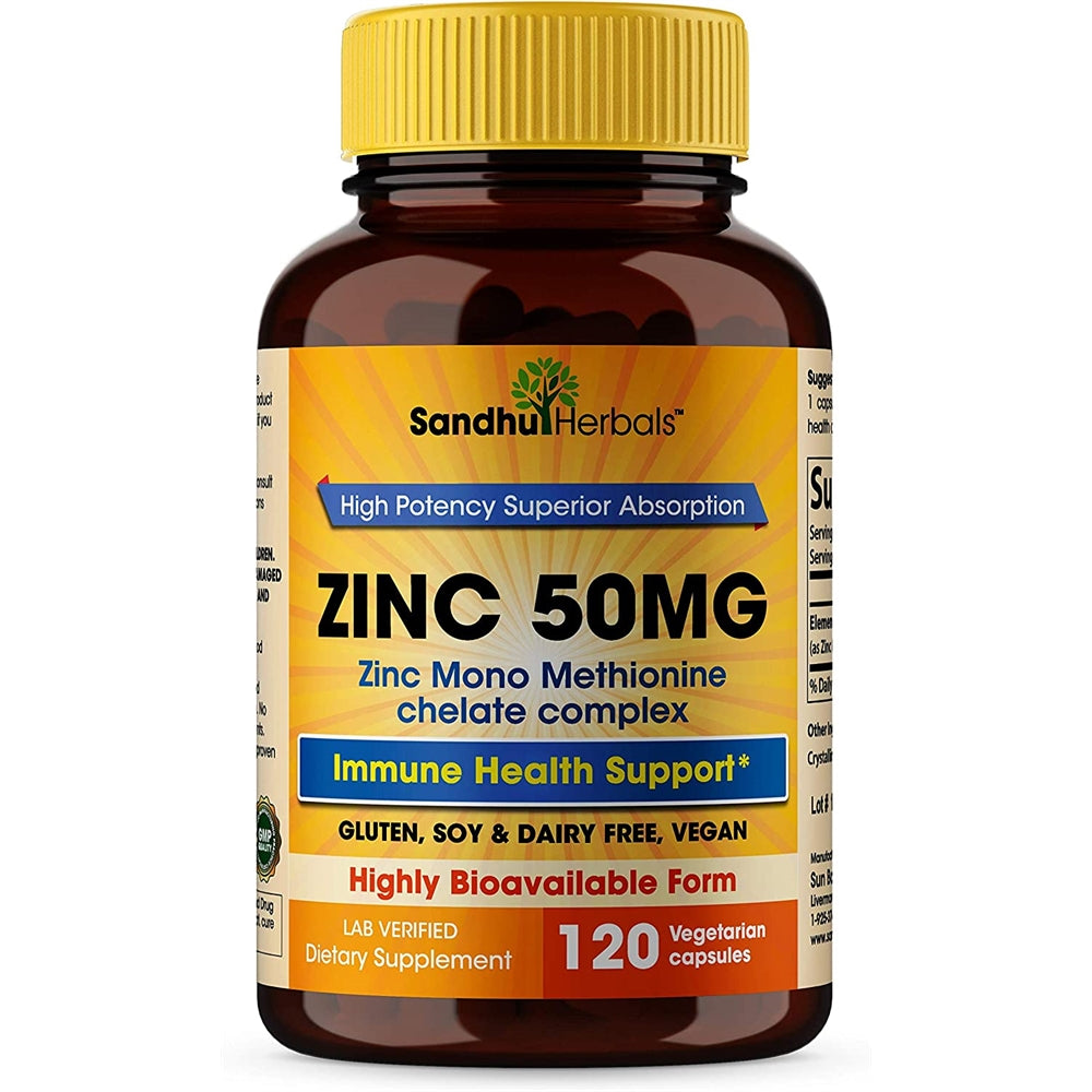 Suplementos Alimenticio de zinc de 50 mg 120 cápsulas