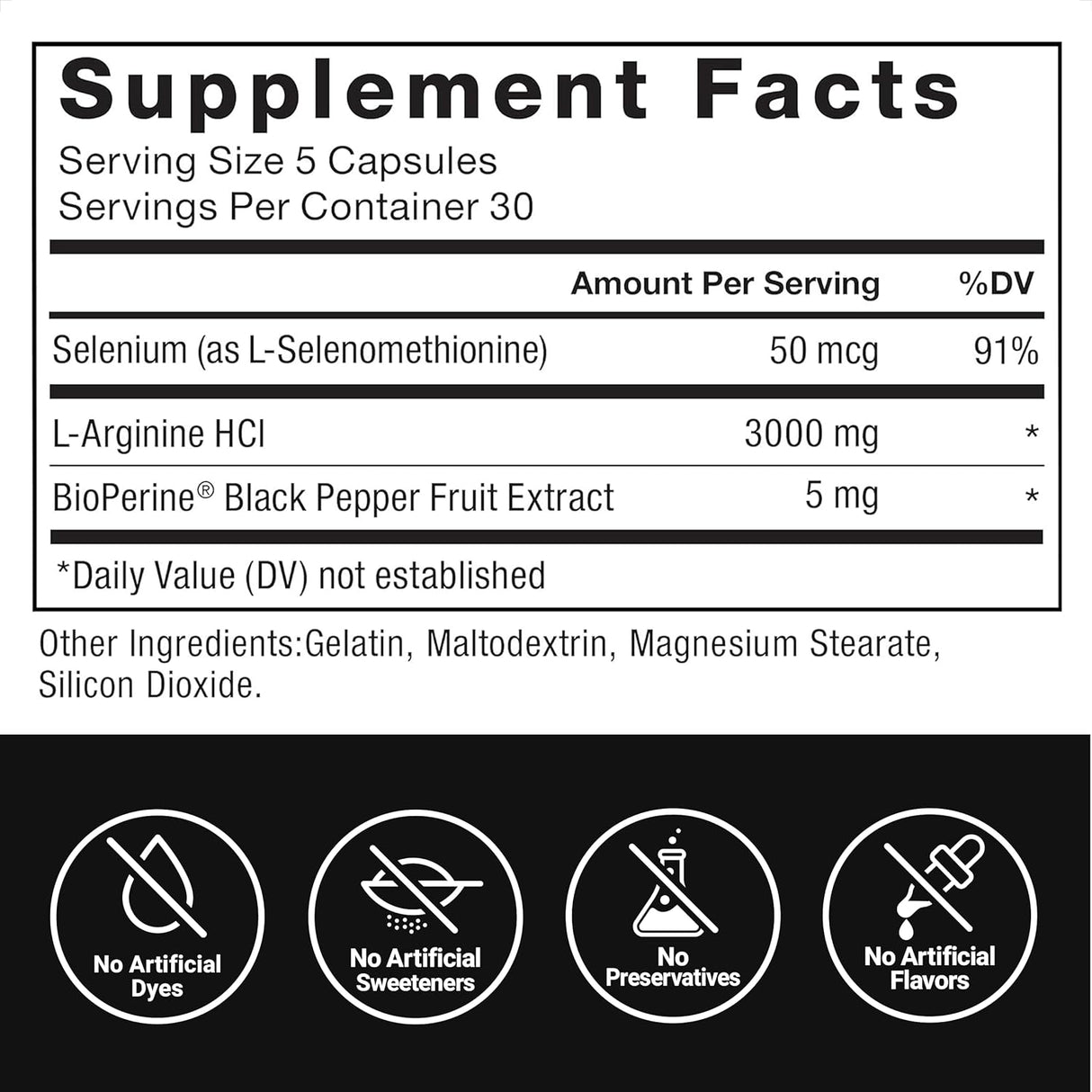 Suplemento L-Arginina FORCE FACTOR, 3000mg, 150 cápsulas