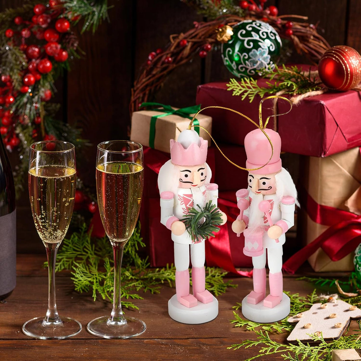 10 Pcs Adornos de Navidad Nutcracker de Madera 5 Figuras