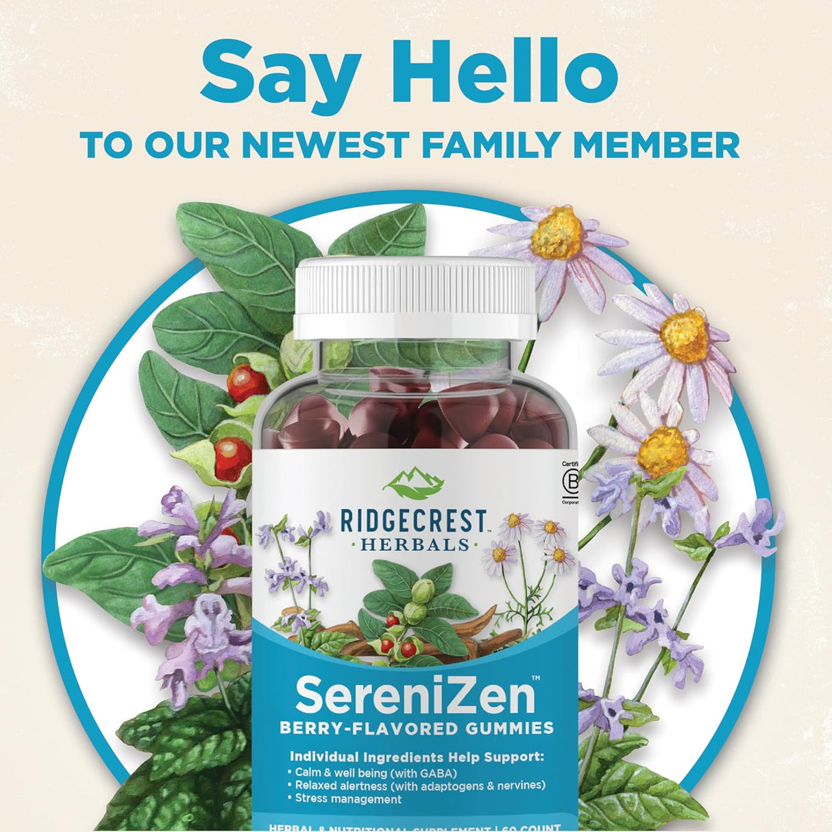 Suplemento SereniZen Gomitas con Ashwagandha GABA L-teanina