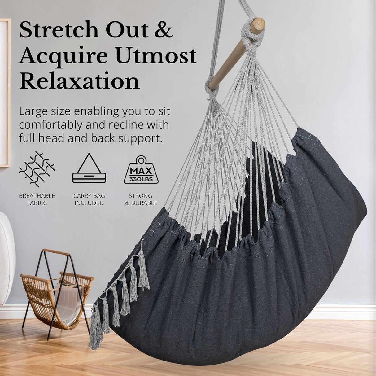 Silla Hamaca KOMOREBI - 60x47 - Algodón, 2 Cojines, Macramé