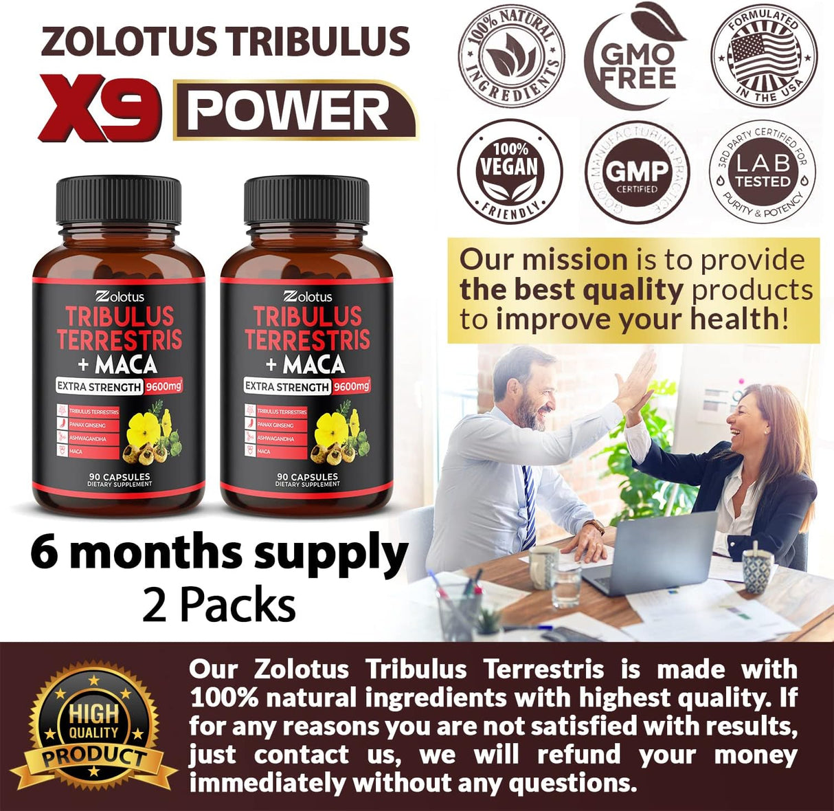 Suplementos 2 paquetes Premium Tribulus Terrestris + Maca