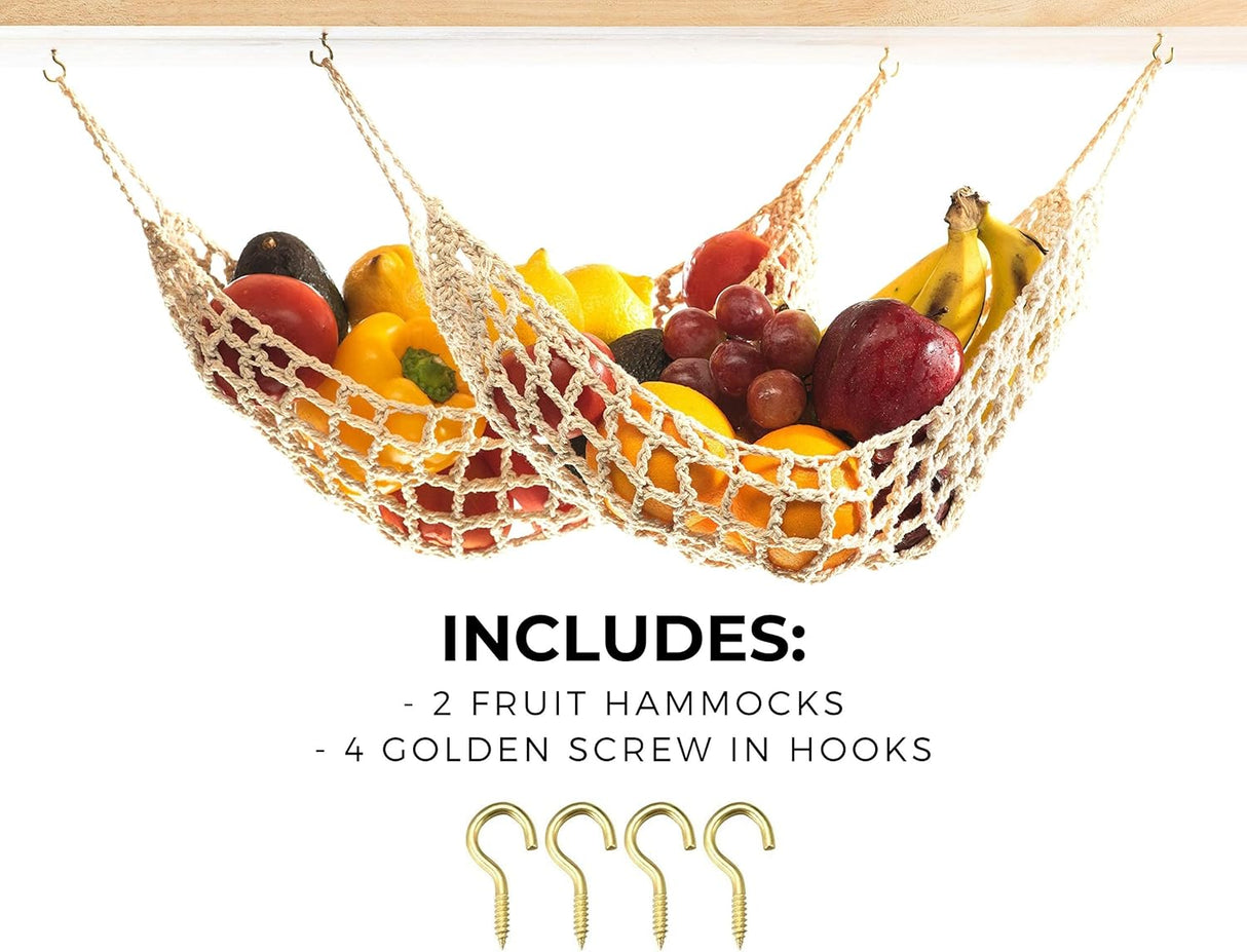 Hamaca Frutal de Algodón, 2 Piezas, Soporte y Ganchos incluidos