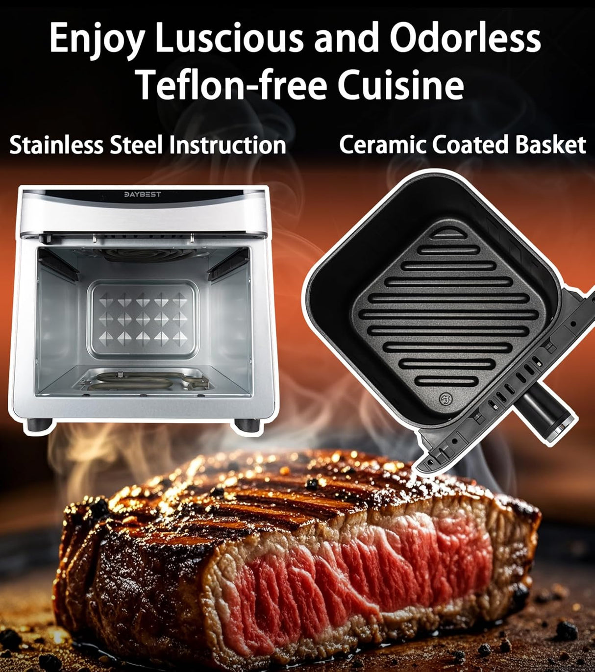 Freidora de Aire 6 QT, 1700W, Ventana, 12 Presets, Modelo 6QT