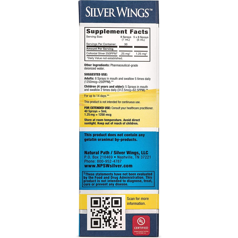 Suplemento Natural Path Silver Wings Colloidal 250ppm Spray