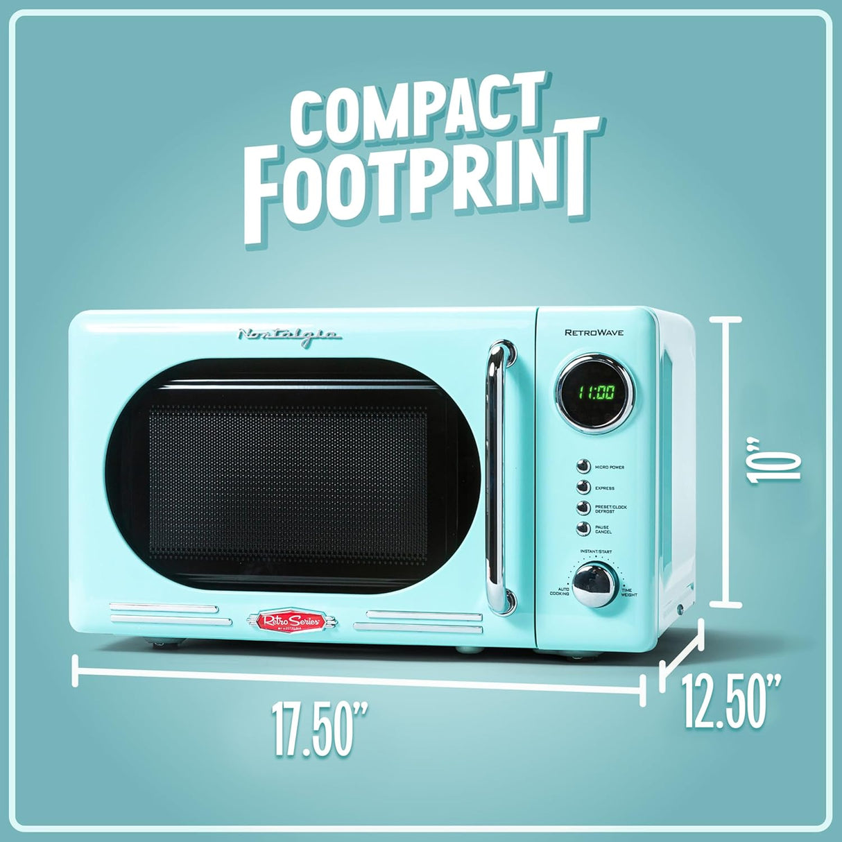 Horno microondas Nostalgia Retro 0.7 Cu. Ft. 700-Watts, Aqua