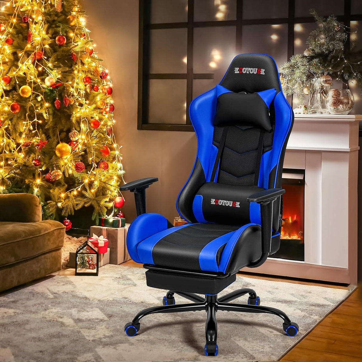 Silla Gamer ergonómica para escritorio, Azul ECOTOUGE
