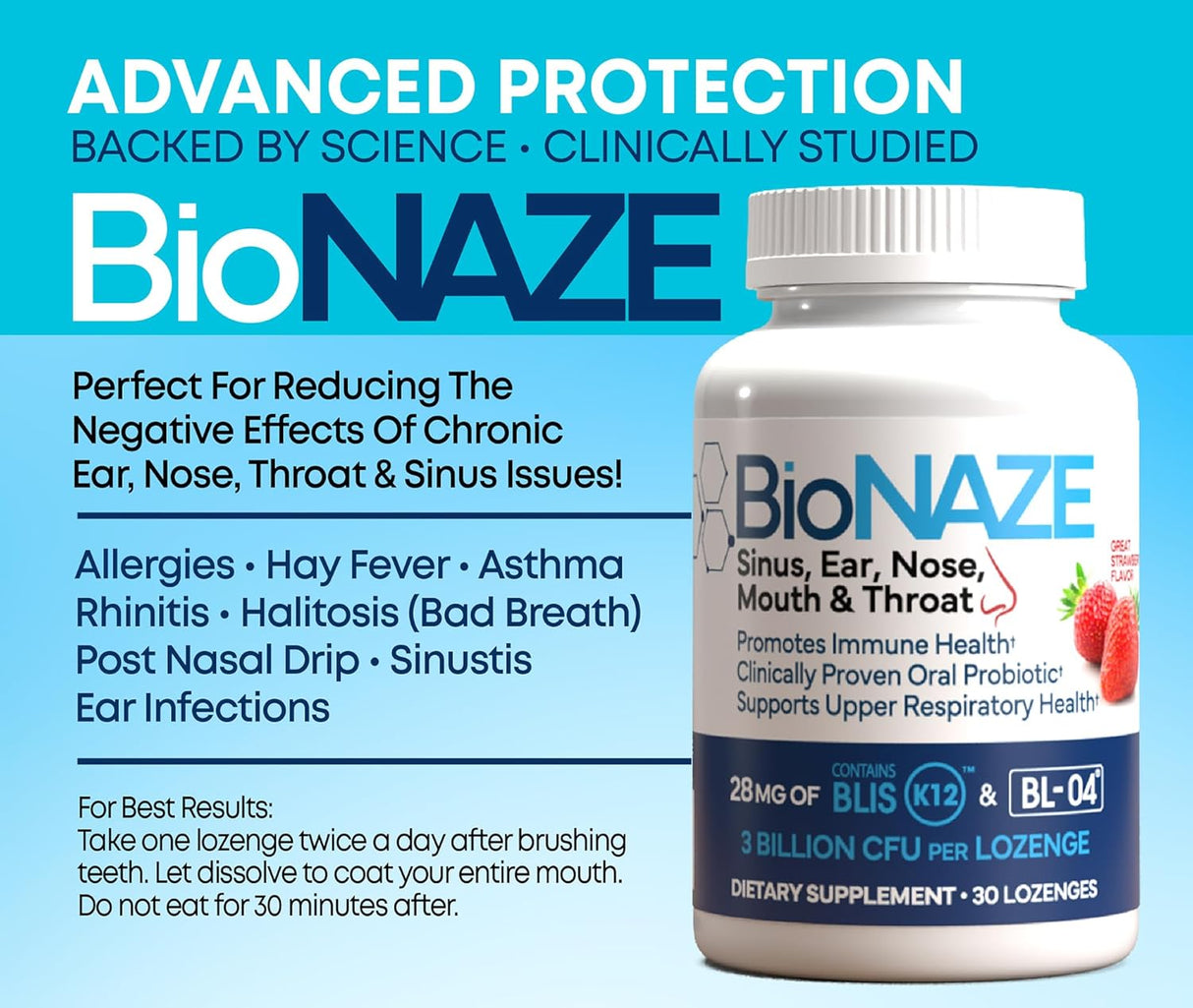 Probiótico Oral K12 & BL-04 para Salud Bucal y Respiratoria – 30 cápsulas