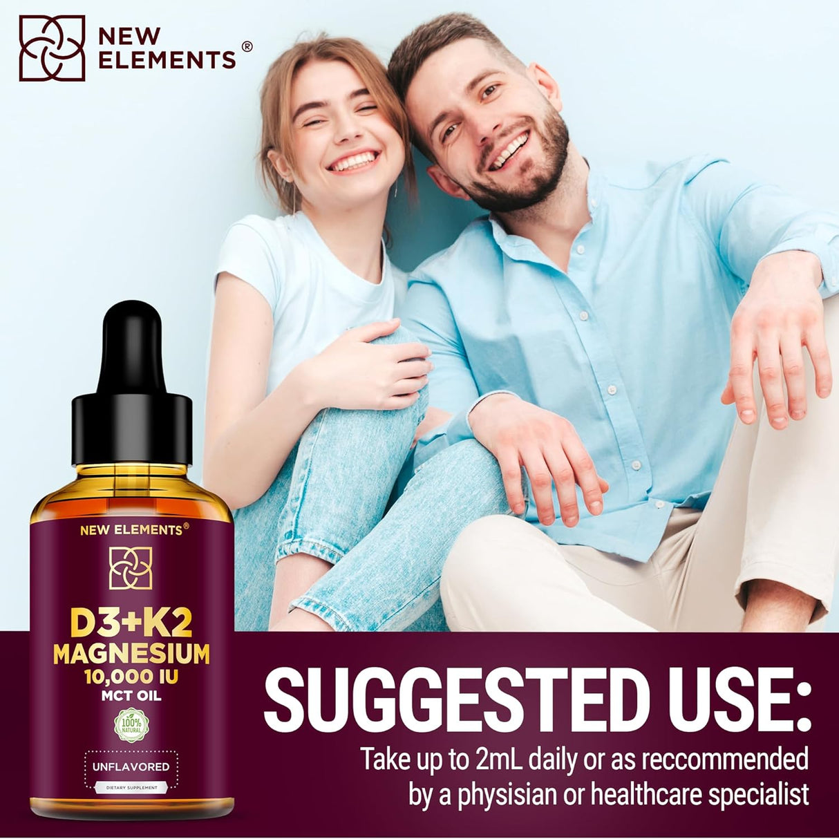 Vit D3 K2 Líquido 10000IU, Magnesio Glyc 5mg, MK7 100mcg